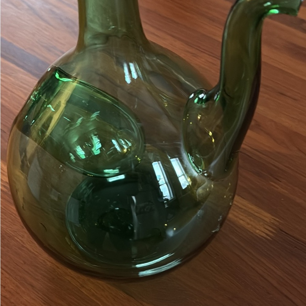 Green Glass Pitcher - Picture 3 of 6